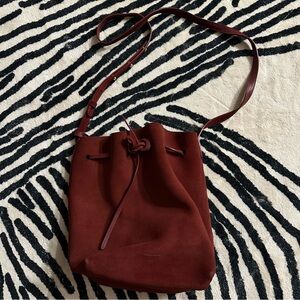 Mansur Gavriel Womens Suede Adjustable Strap Medium Bucket Bag With Wallet